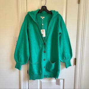 NWT For Love and Lemons green cardigan hoodie L